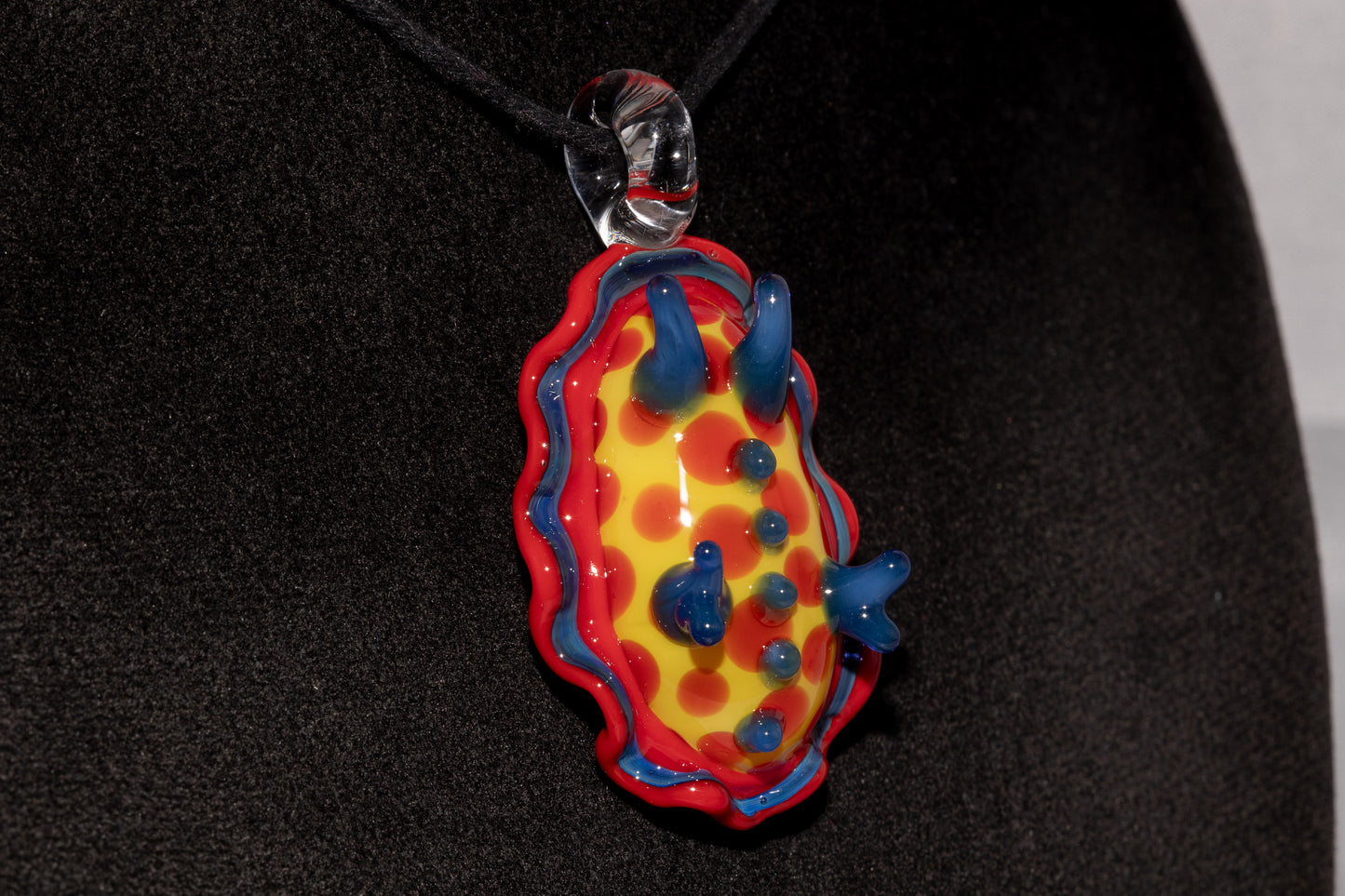 Handblown Nudibranch Glass Pendant | Ocean Inspired Sea Slug Necklace | Tide Pool Jewelry Art for Beach Lovers
