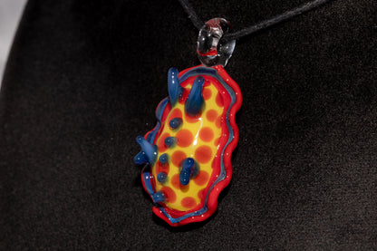 Handblown Nudibranch Glass Pendant | Ocean Inspired Sea Slug Necklace | Tide Pool Jewelry Art for Beach Lovers