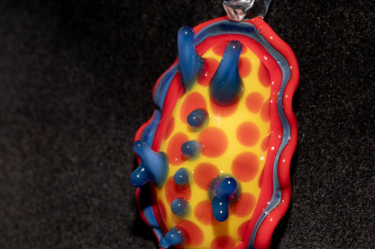 Handblown Nudibranch Glass Pendant | Ocean Inspired Sea Slug Necklace | Tide Pool Jewelry Art for Beach Lovers