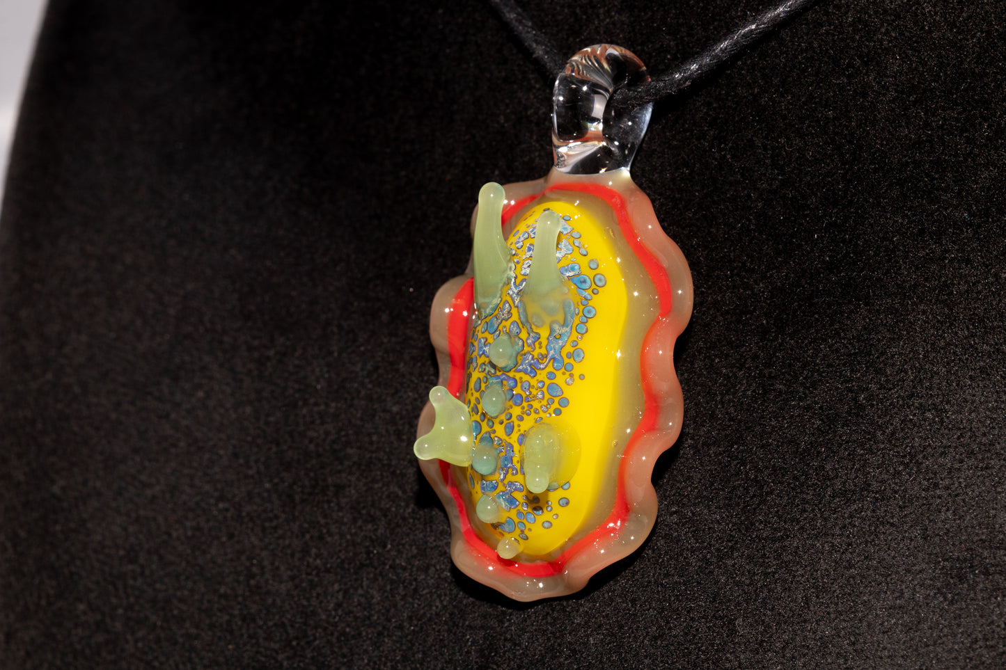 Handblown Nudibranch Glass Pendant | Ocean Inspired Sea Slug Necklace | Tide Pool Jewelry Art for Beach Lovers