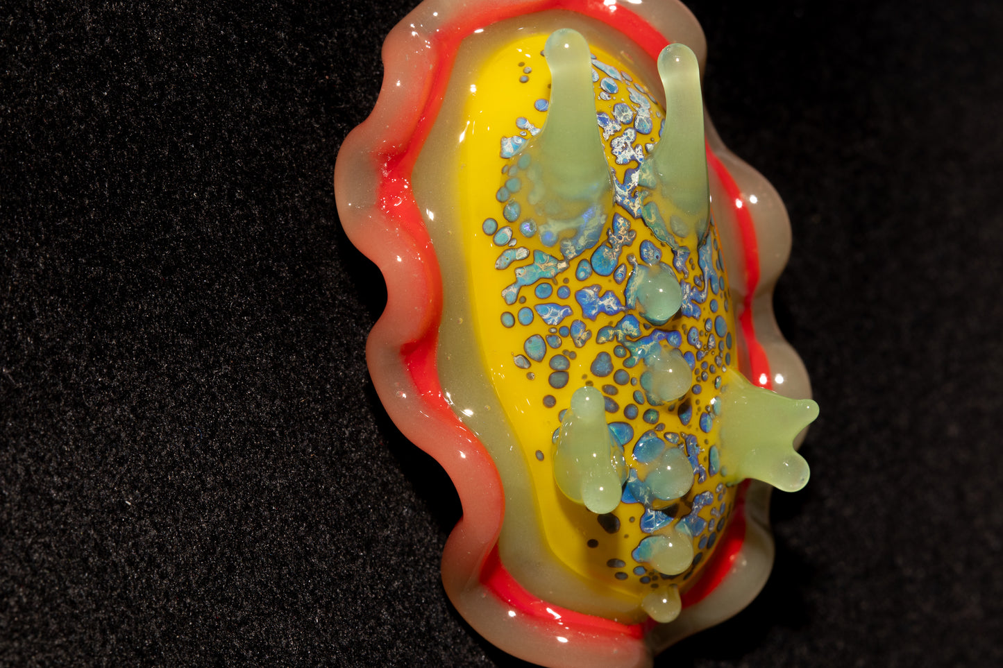 Handblown Nudibranch Glass Pendant | Ocean Inspired Sea Slug Necklace | Tide Pool Jewelry Art for Beach Lovers
