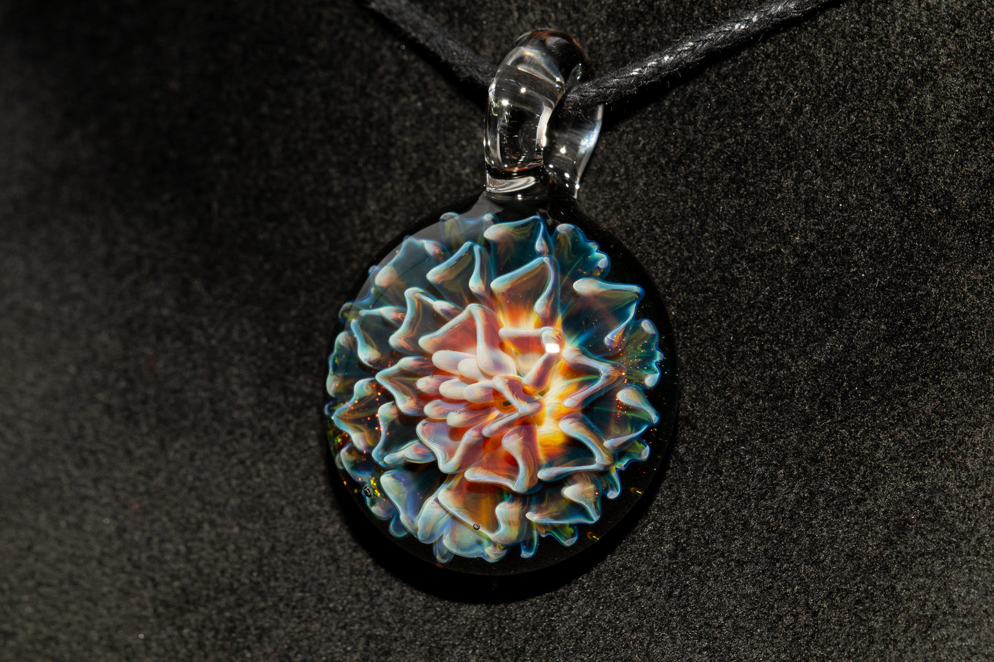 Collector Dahlia Pendant | Handmade Glass Necklace Jewelry | Unique Art Design