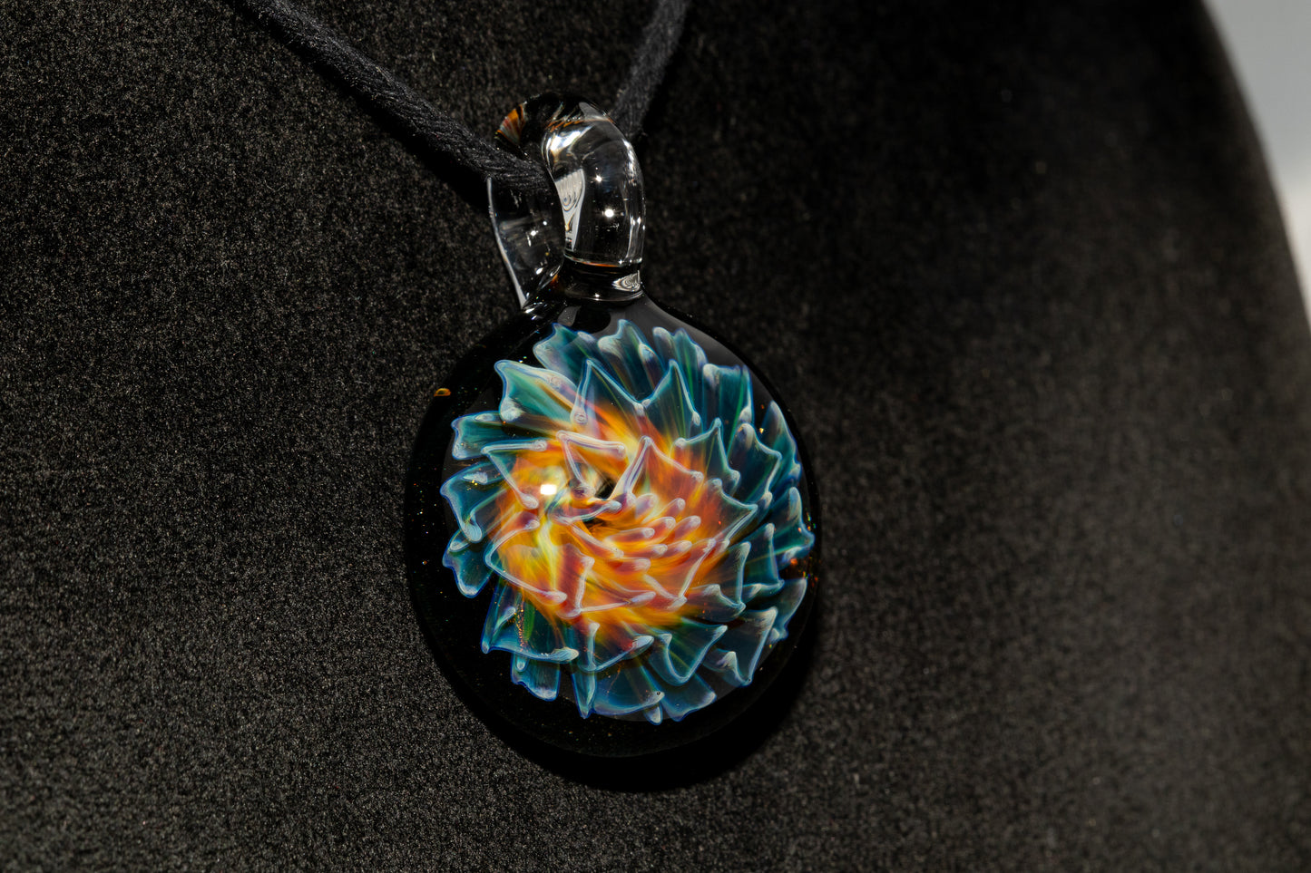 Collector Dahlia Pendant | Handmade Glass Necklace Jewelry | Unique Art Design