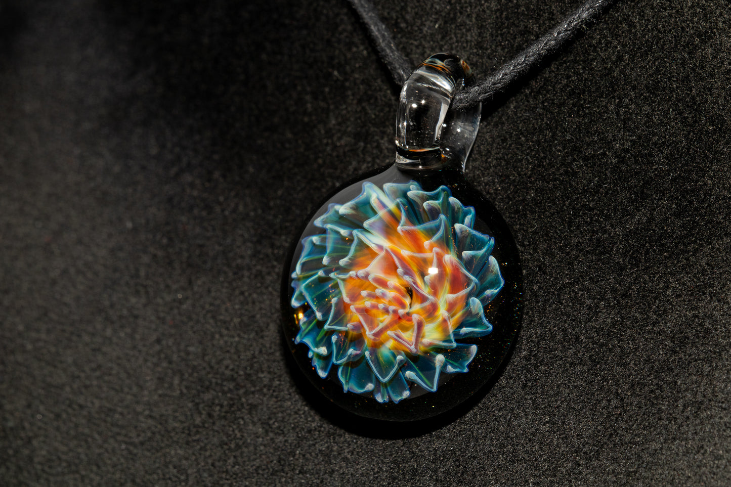 Artisan Glass Pendant | Dahlia Flower Jewelry Necklace | Handblown Statement Piece
