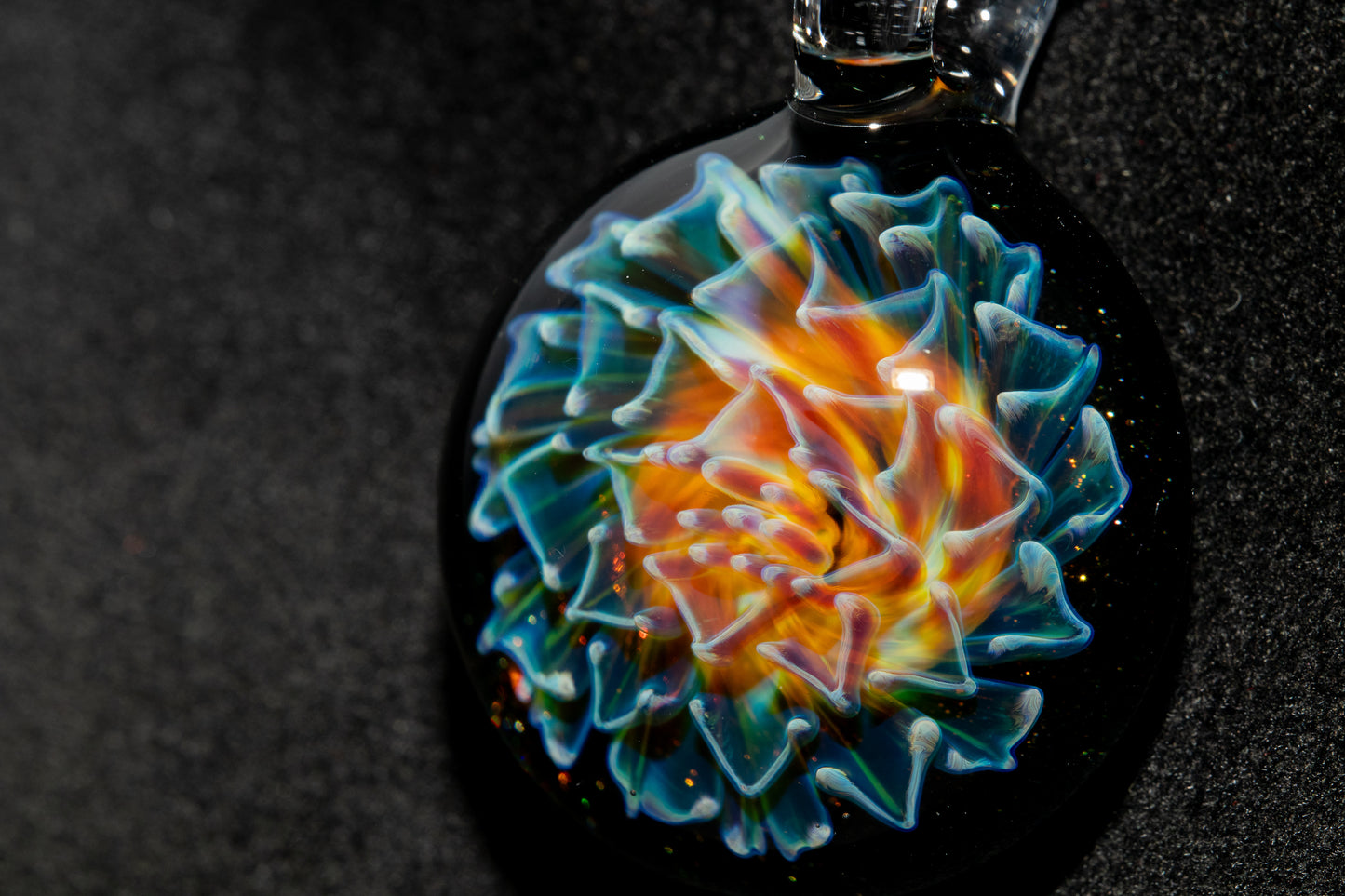 Artisan Glass Pendant | Dahlia Flower Jewelry Necklace | Handblown Statement Piece