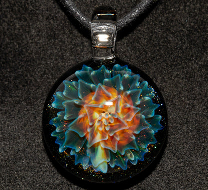 Dahlia Glass Art Pendant | Handcrafted Necklace Jewelry | Heady Glass Collectible