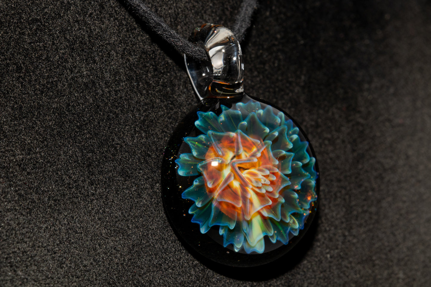 Dahlia Glass Art Pendant | Handcrafted Necklace Jewelry | Heady Glass Collectible