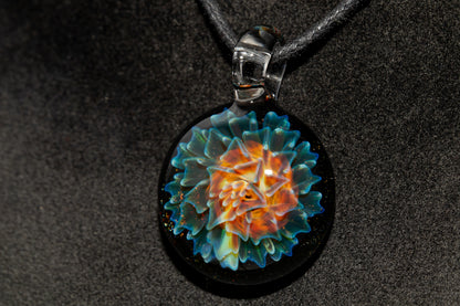 Dahlia Glass Art Pendant | Handcrafted Necklace Jewelry | Heady Glass Collectible