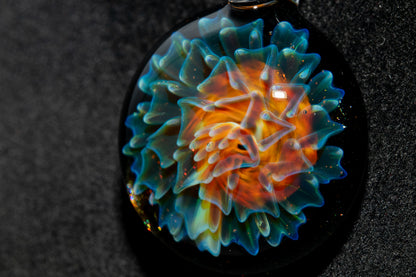 Dahlia Glass Art Pendant | Handcrafted Necklace Jewelry | Heady Glass Collectible