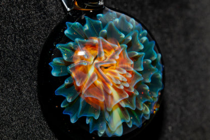 Dahlia Glass Art Pendant | Handcrafted Necklace Jewelry | Heady Glass Collectible