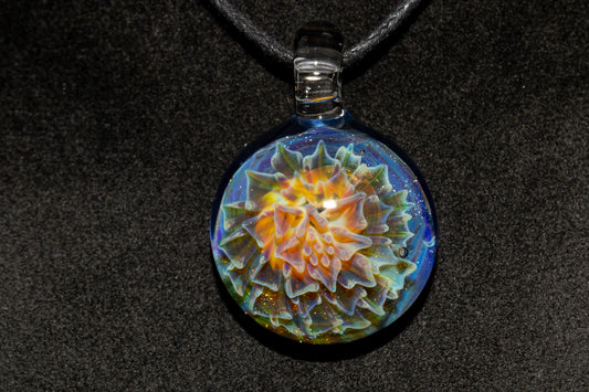 Collector Dahlia Pendant | Handmade Glass Necklace Jewelry | Unique Art Design