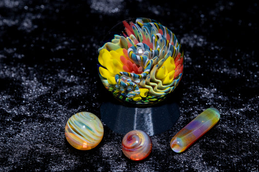 Coral Reef Glass Marble Set | 25mm Glass Marbles | Handblown Borosilicate Glass | Collectible Functional Glass