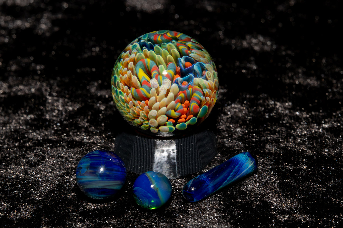 Coral Reef Glass Marble Set | 25mm Glass Marbles | Handblown Borosilicate Glass | Collectible Functional Glass
