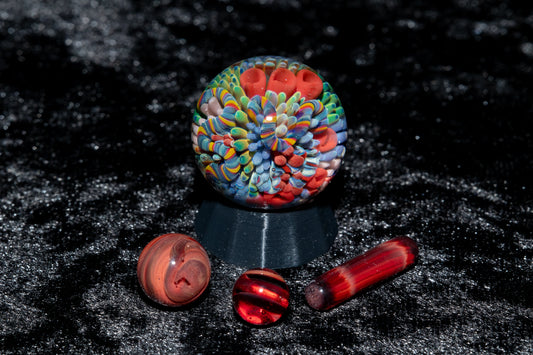 Coral Reef Glass Marble Set | 25mm Glass Marbles | Handblown Borosilicate Glass | Collectible Functional Glass