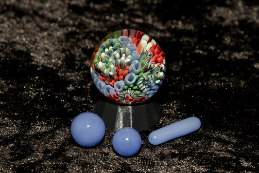 Coral Reef Glass Marble Set | 25mm Glass Marbles | Handblown Borosilicate Glass | Collectible Functional Glass
