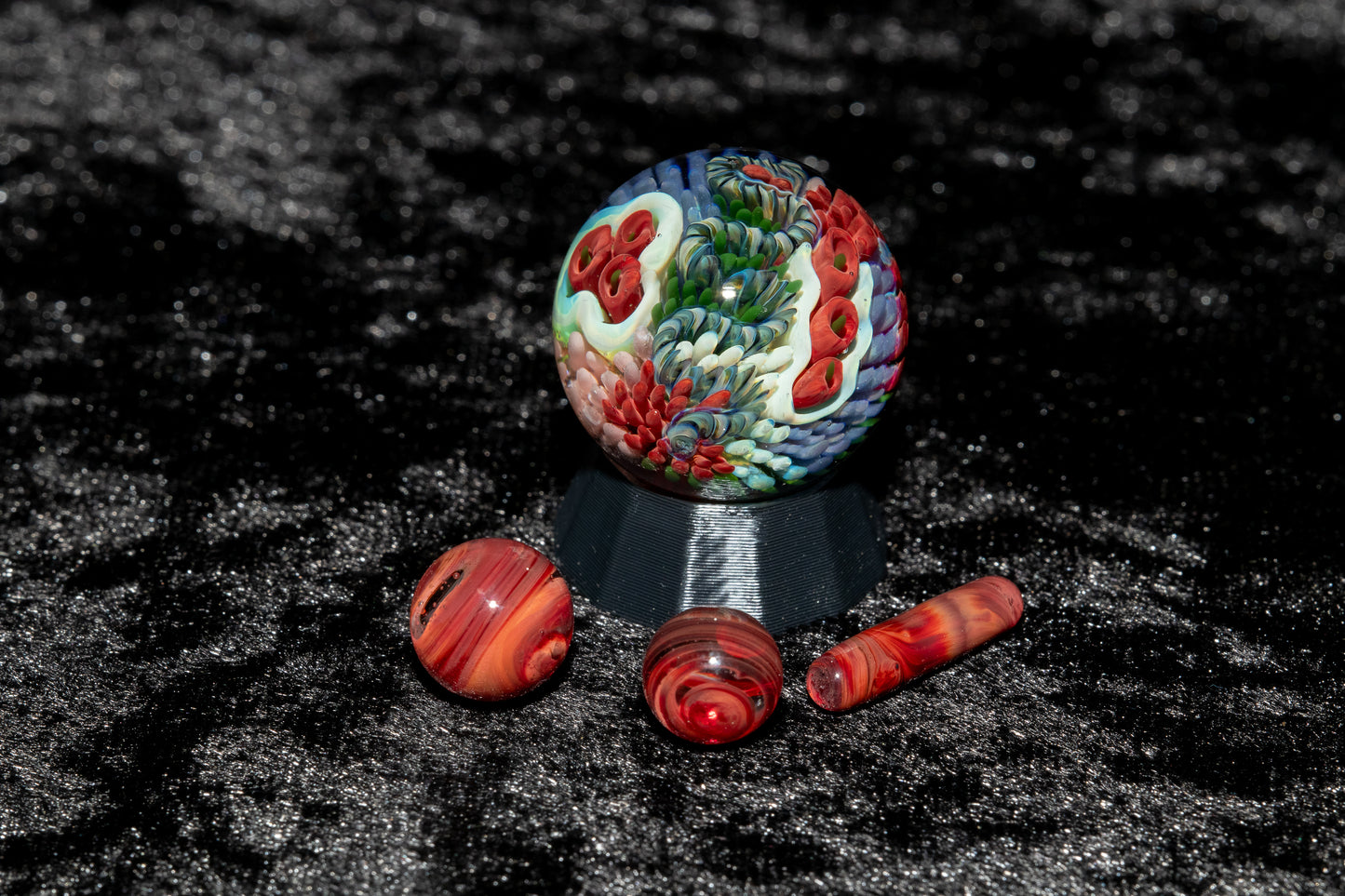 Coral Reef Glass Marble Set | 25mm Glass Marbles | Handblown Borosilicate Glass | Collectible Functional Glass
