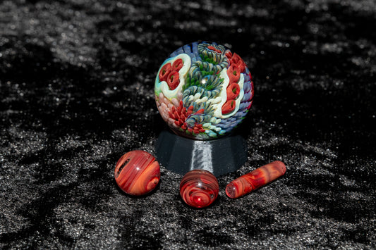 Coral Reef Glass Marble Set | 25mm Glass Marbles | Handblown Borosilicate Glass | Collectible Functional Glass