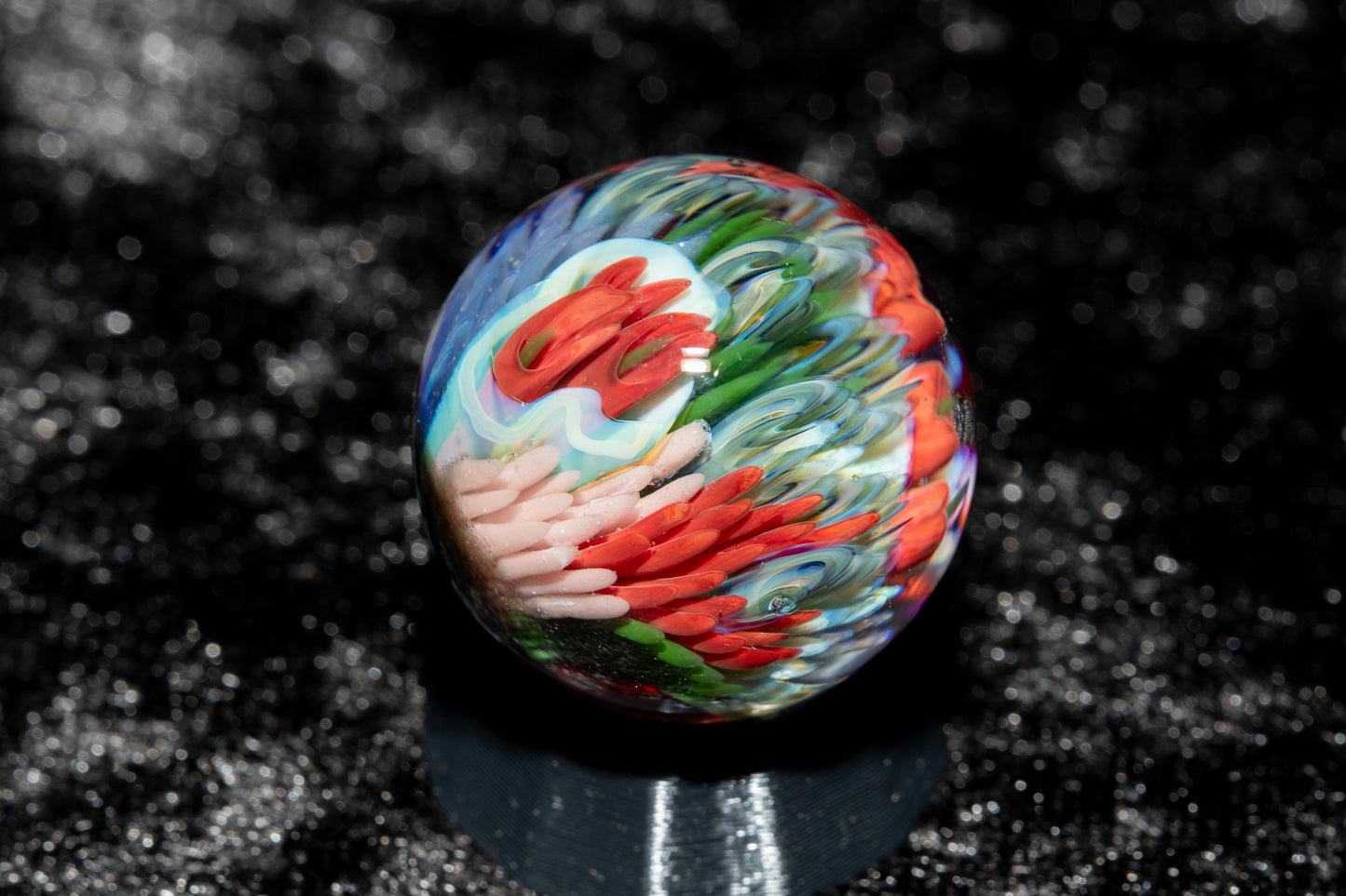 Coral Reef Glass Marble Set | 25mm Glass Marbles | Handblown Borosilicate Glass | Collectible Functional Glass