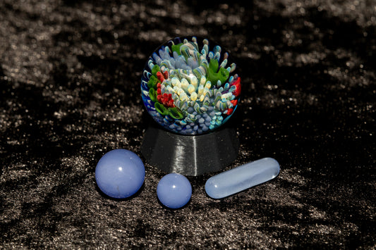 Coral Reef Glass Marble Set | 25mm Glass Marbles | Handblown Borosilicate Glass | Collectible Functional Glass