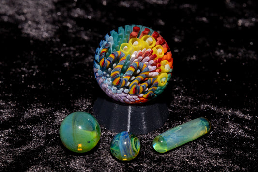 Coral Reef Glass Marble Set | 25mm Glass Marbles | Handblown Borosilicate Glass | Collectible Functional Glass
