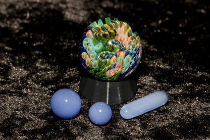 Coral Reef Glass Marble Set | 25mm Glass Marbles | Handblown Borosilicate Glass | Collectible Functional Glass