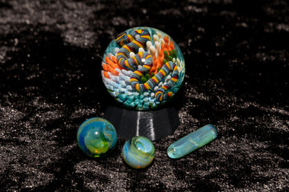 Coral Reef Glass Marble Set | 25mm Glass Marbles | Handblown Borosilicate Glass | Collectible Functional Glass