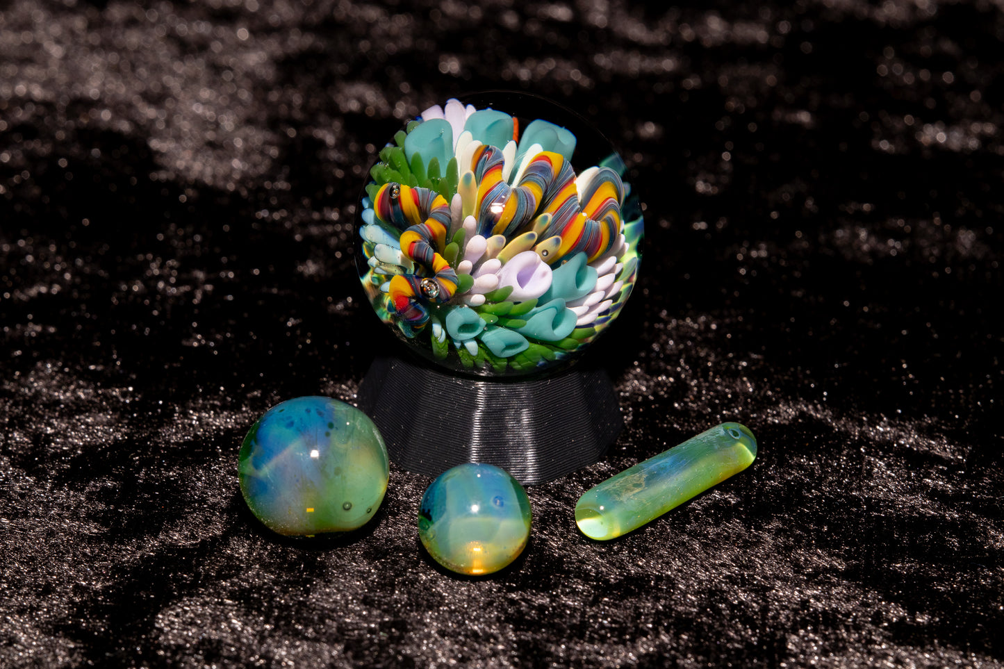 Coral Reef Glass Marble Set | 25mm Glass Marbles | Handblown Borosilicate Glass | Collectible Functional Glass