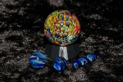 Coral Reef Glass Marble Set | 25mm Glass Marbles | Handblown Borosilicate Glass | Collectible Functional Glass