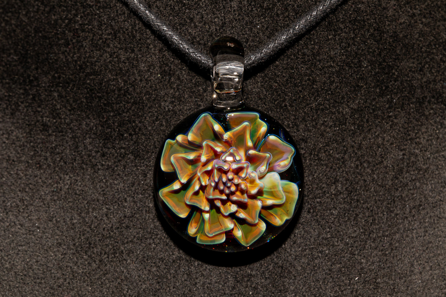 Artisan Glass Pendant | Dahlia Flower Jewelry Necklace | Handblown Statement Piece
