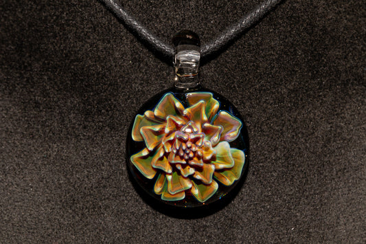 Artisan Glass Pendant | Dahlia Flower Jewelry Necklace | Handblown Statement Piece