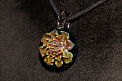 Artisan Glass Pendant | Dahlia Flower Jewelry Necklace | Handblown Statement Piece