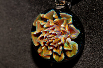 Artisan Glass Pendant | Dahlia Flower Jewelry Necklace | Handblown Statement Piece