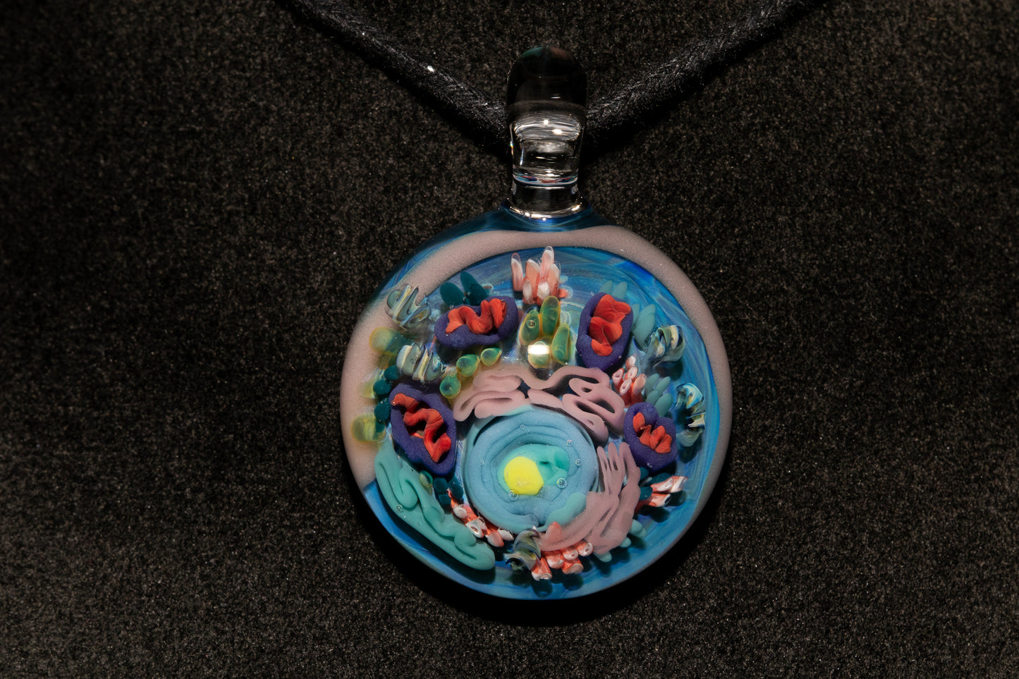 Animal Cell Glass Pendant | Handblown Microscope Biology Necklace | Science Teacher Gift Jewelry | Microscope Art Jewelry