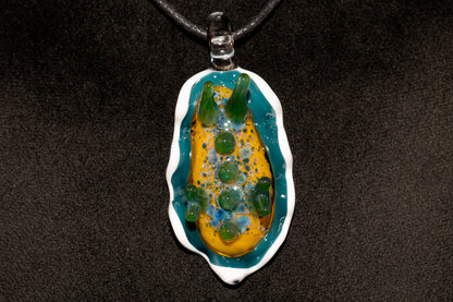 Handblown Nudibranch Glass Pendant | Ocean Inspired Sea Slug Necklace | Tide Pool Jewelry Art for Beach Lovers
