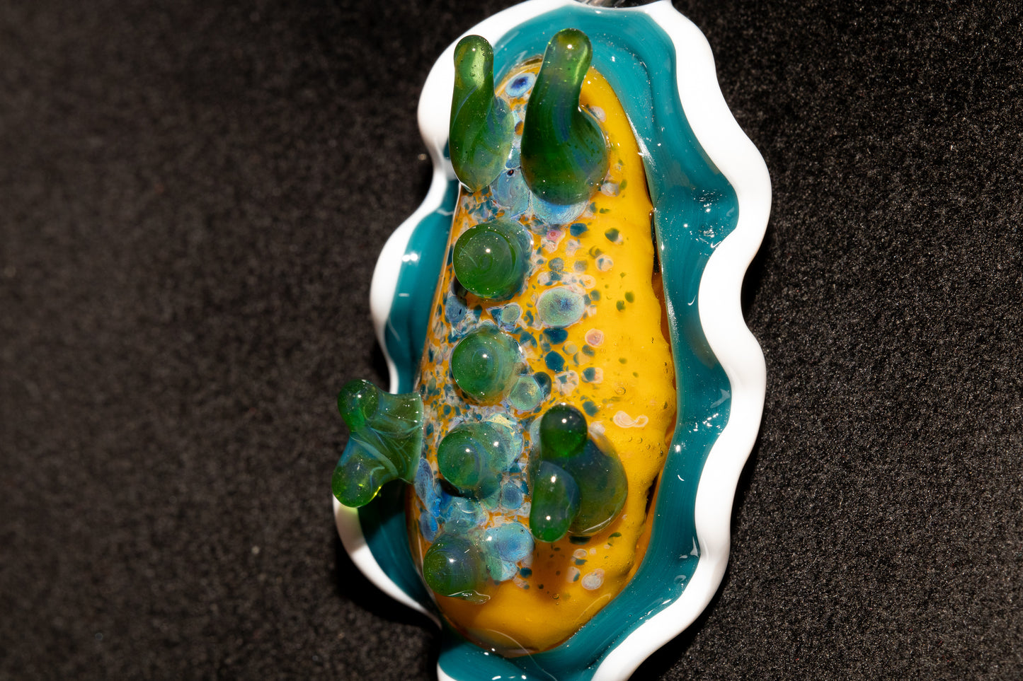Handblown Nudibranch Glass Pendant | Ocean Inspired Sea Slug Necklace | Tide Pool Jewelry Art for Beach Lovers