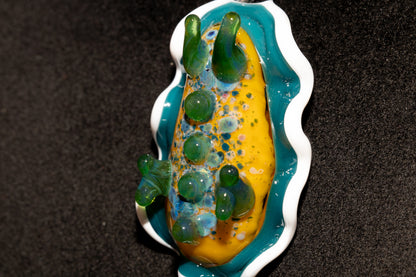 Handblown Nudibranch Glass Pendant | Ocean Inspired Sea Slug Necklace | Tide Pool Jewelry Art for Beach Lovers