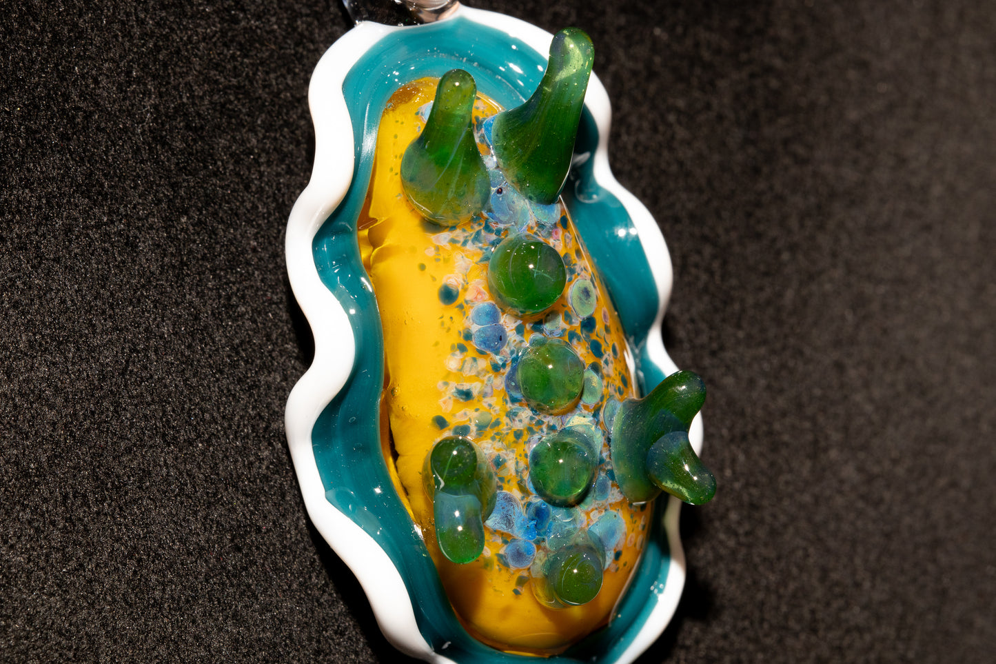 Handblown Nudibranch Glass Pendant | Ocean Inspired Sea Slug Necklace | Tide Pool Jewelry Art for Beach Lovers