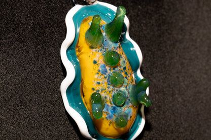 Handblown Nudibranch Glass Pendant | Ocean Inspired Sea Slug Necklace | Tide Pool Jewelry Art for Beach Lovers