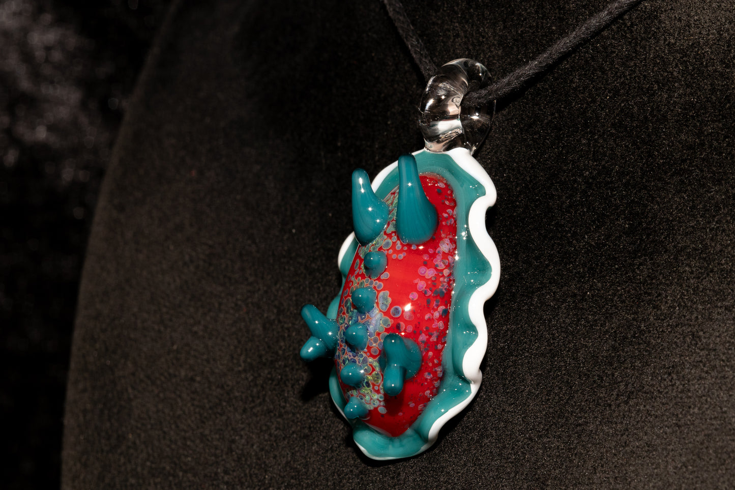 Handblown Nudibranch Glass Pendant | Ocean Inspired Sea Slug Necklace | Tide Pool Jewelry Art for Beach Lovers