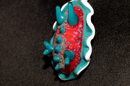 Handblown Nudibranch Glass Pendant | Ocean Inspired Sea Slug Necklace | Tide Pool Jewelry Art for Beach Lovers