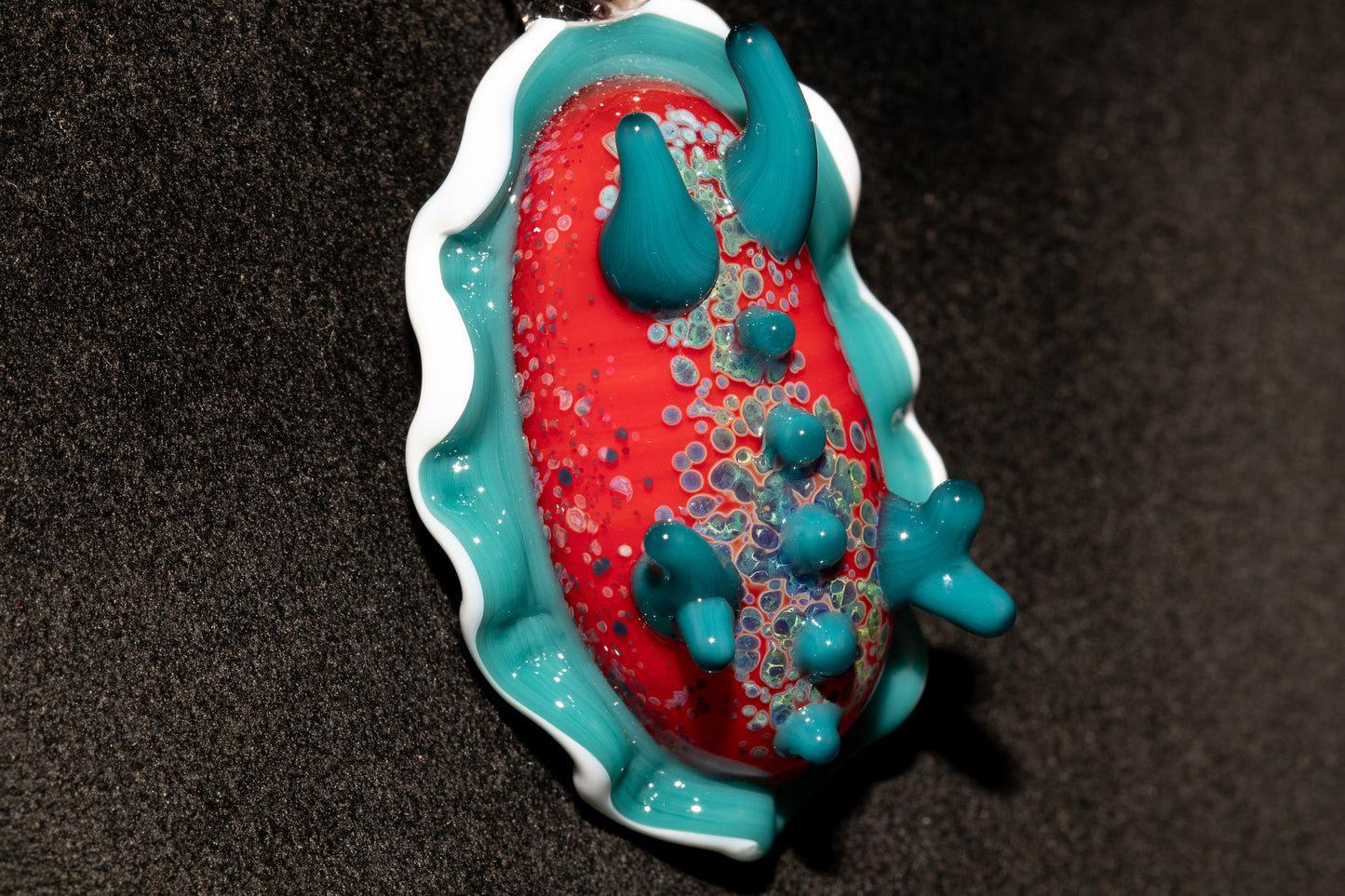 Handblown Nudibranch Glass Pendant | Ocean Inspired Sea Slug Necklace | Tide Pool Jewelry Art for Beach Lovers