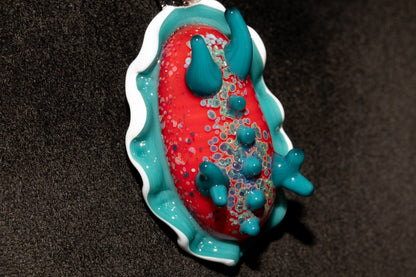 Handblown Nudibranch Glass Pendant | Ocean Inspired Sea Slug Necklace | Tide Pool Jewelry Art for Beach Lovers