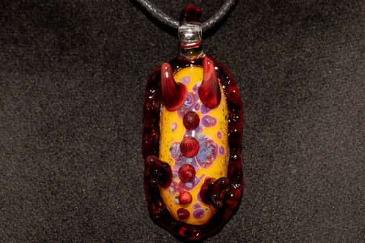 Handblown Nudibranch Glass Pendant | Ocean Inspired Sea Slug Necklace | Tide Pool Jewelry Art for Beach Lovers