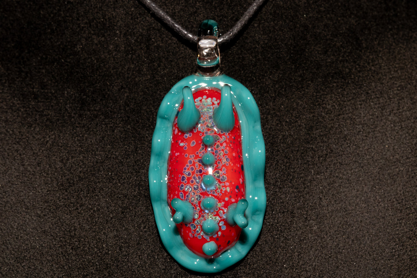 Handblown Nudibranch Glass Pendant | Ocean Inspired Sea Slug Necklace | Tide Pool Jewelry Art for Beach Lovers