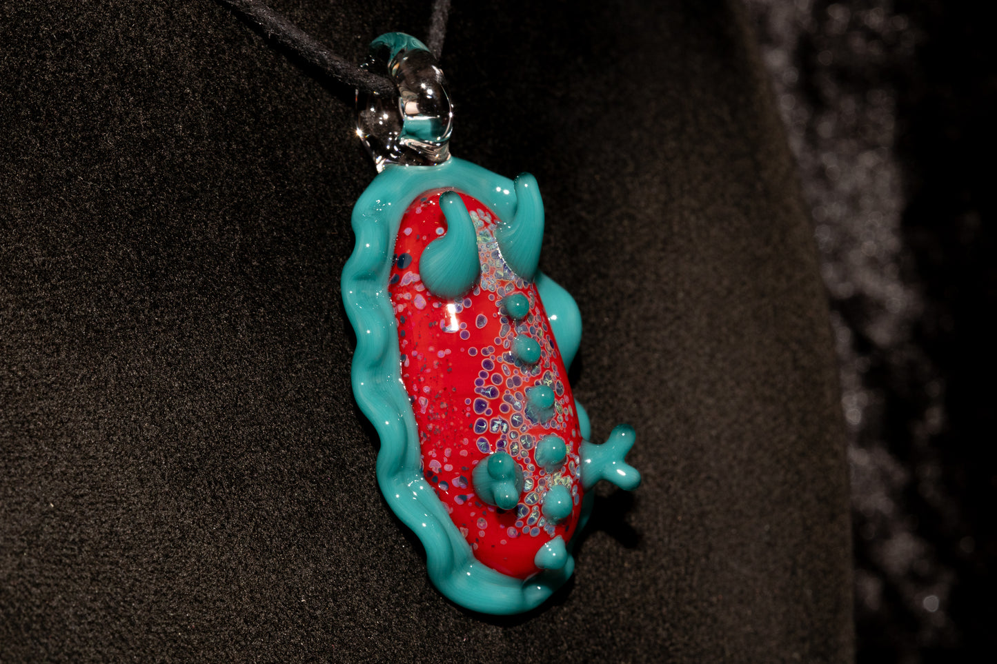 Handblown Nudibranch Glass Pendant | Ocean Inspired Sea Slug Necklace | Tide Pool Jewelry Art for Beach Lovers
