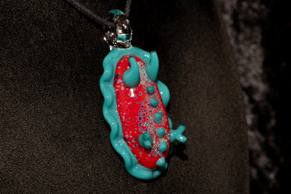 Handblown Nudibranch Glass Pendant | Ocean Inspired Sea Slug Necklace | Tide Pool Jewelry Art for Beach Lovers