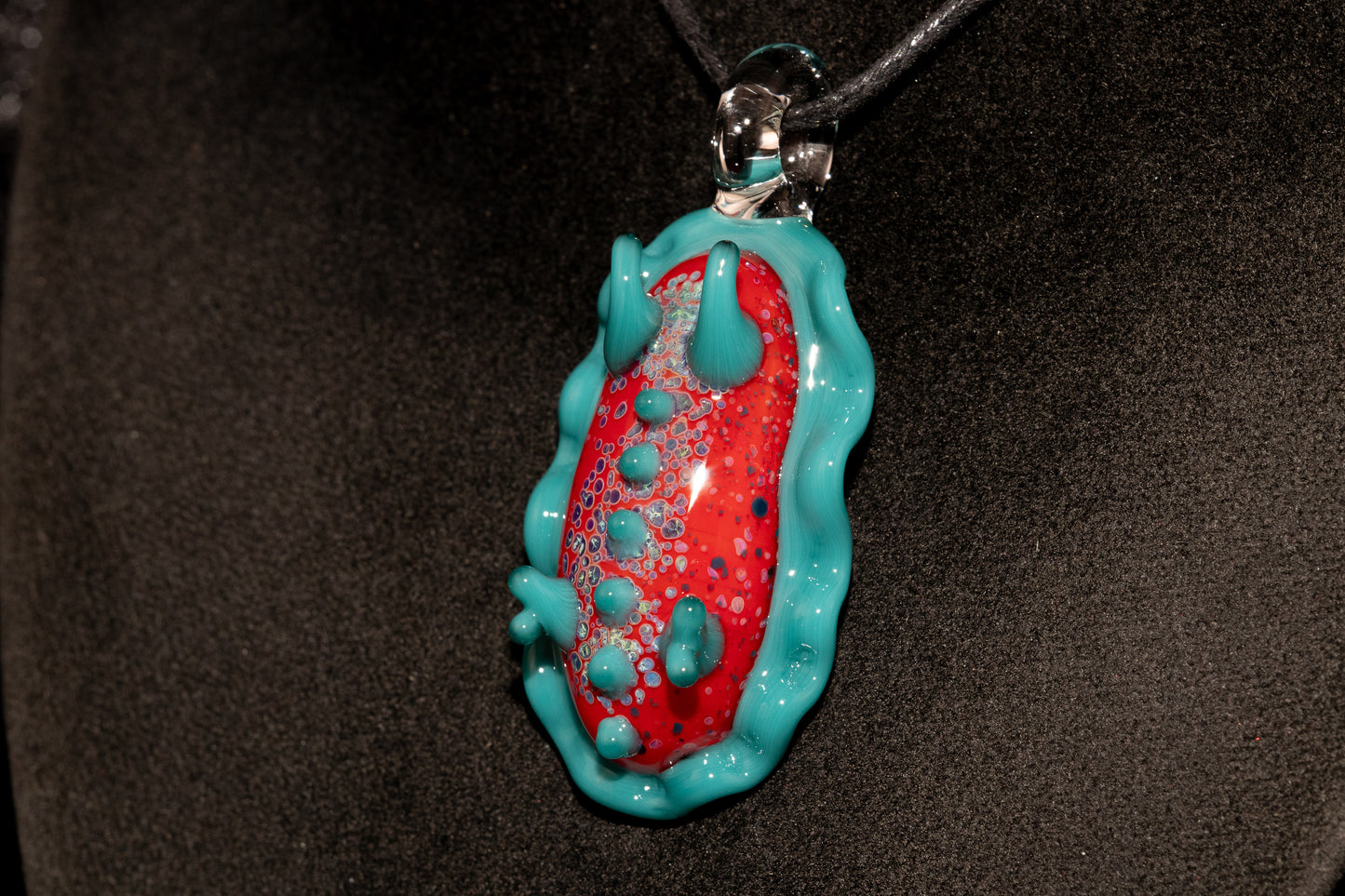 Handblown Nudibranch Glass Pendant | Ocean Inspired Sea Slug Necklace | Tide Pool Jewelry Art for Beach Lovers