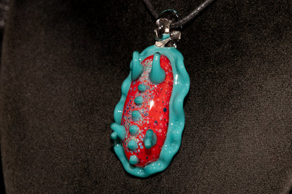 Handblown Nudibranch Glass Pendant | Ocean Inspired Sea Slug Necklace | Tide Pool Jewelry Art for Beach Lovers
