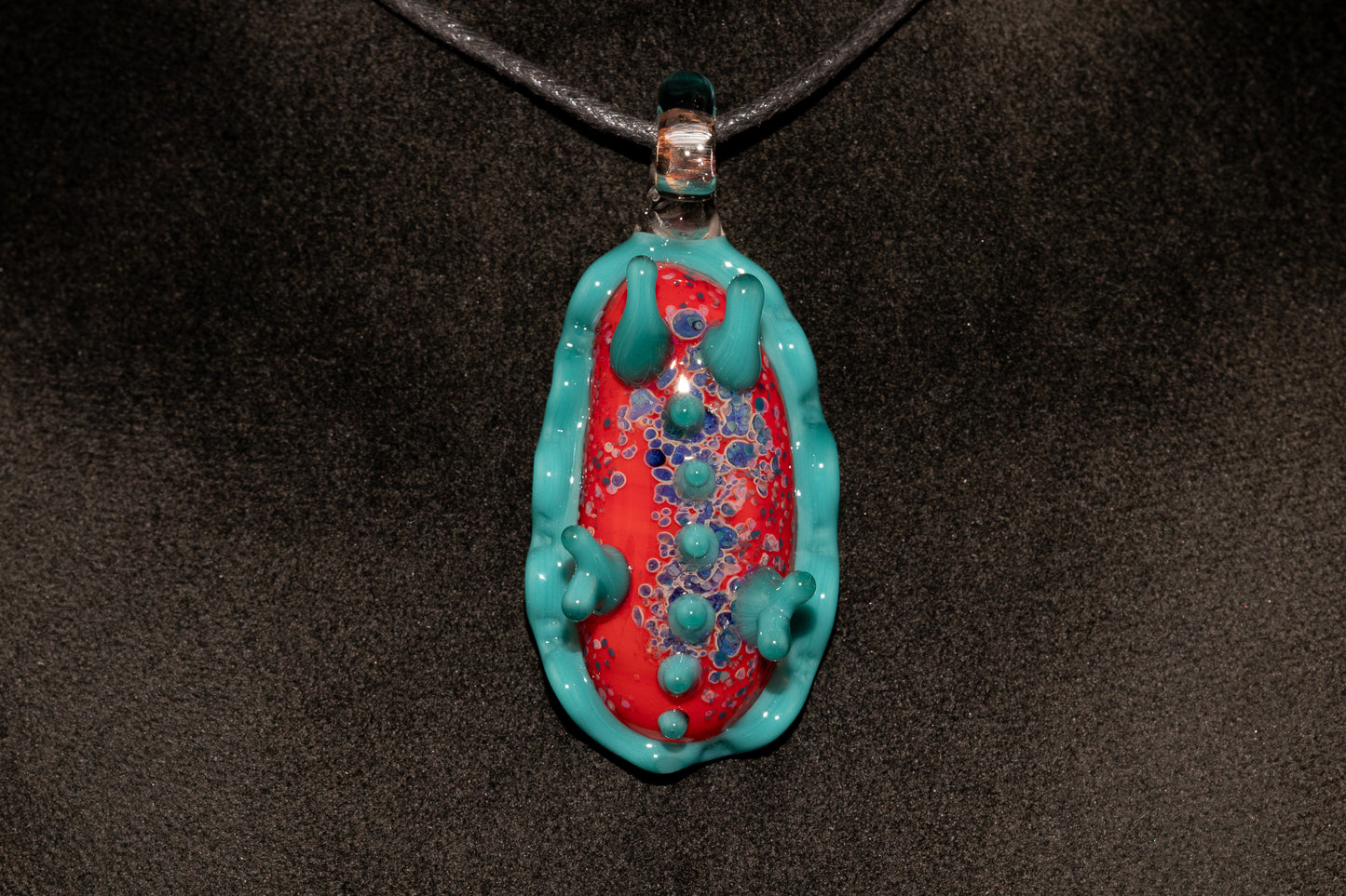 Handblown Nudibranch Glass Pendant | Ocean Inspired Sea Slug Necklace | Tide Pool Jewelry Art for Beach Lovers