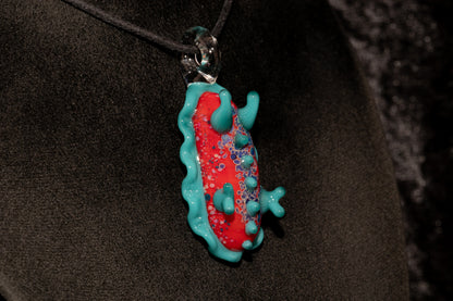 Handblown Nudibranch Glass Pendant | Ocean Inspired Sea Slug Necklace | Tide Pool Jewelry Art for Beach Lovers